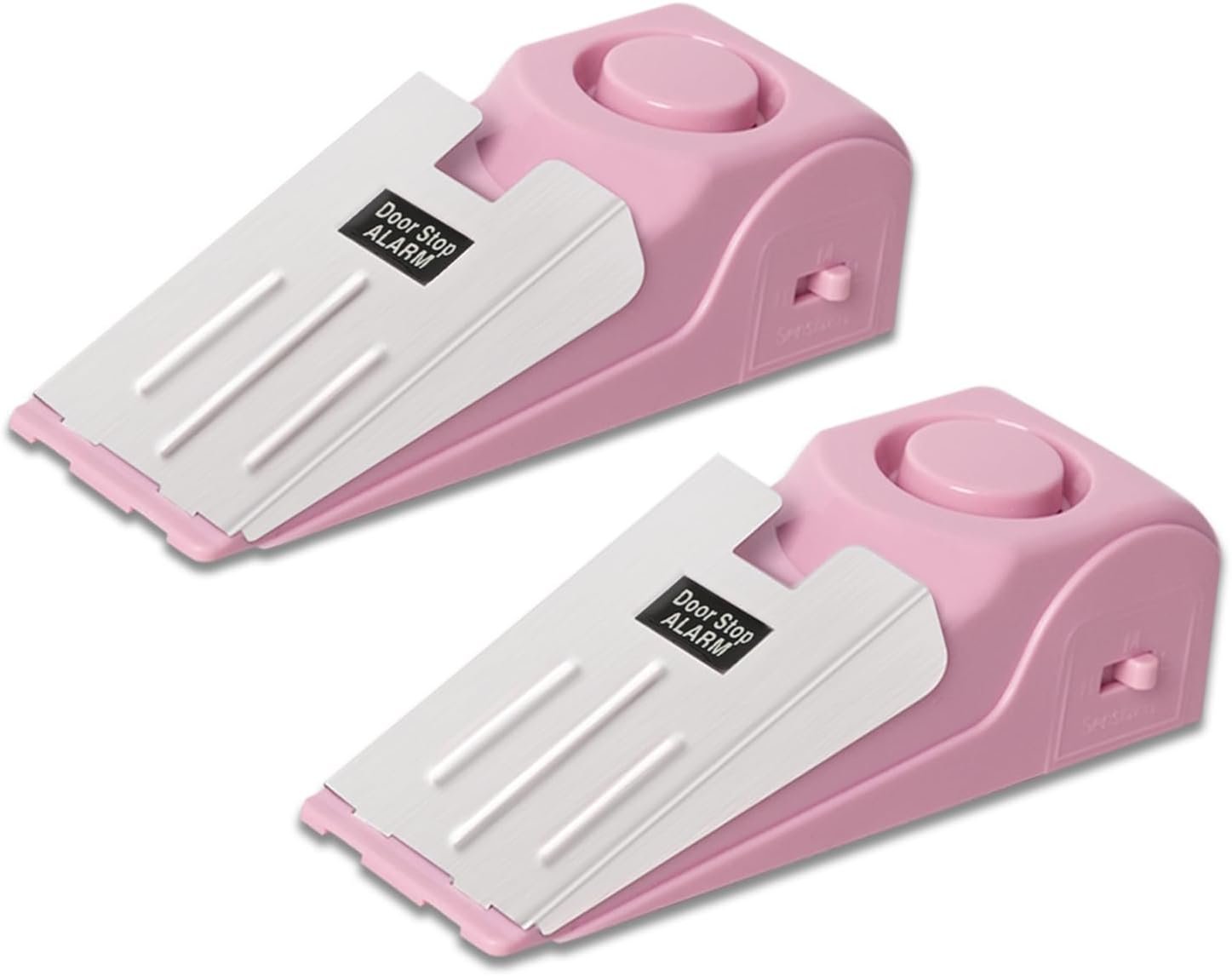 HNHMT 2 Pack Portable Door Stop Alarm, Door Stopper with 120db Loud Security Alarm, Travel Door, Doorstops Wedge Sensors Security Devices for Traveling Apartment Hotel and Home (Pink)