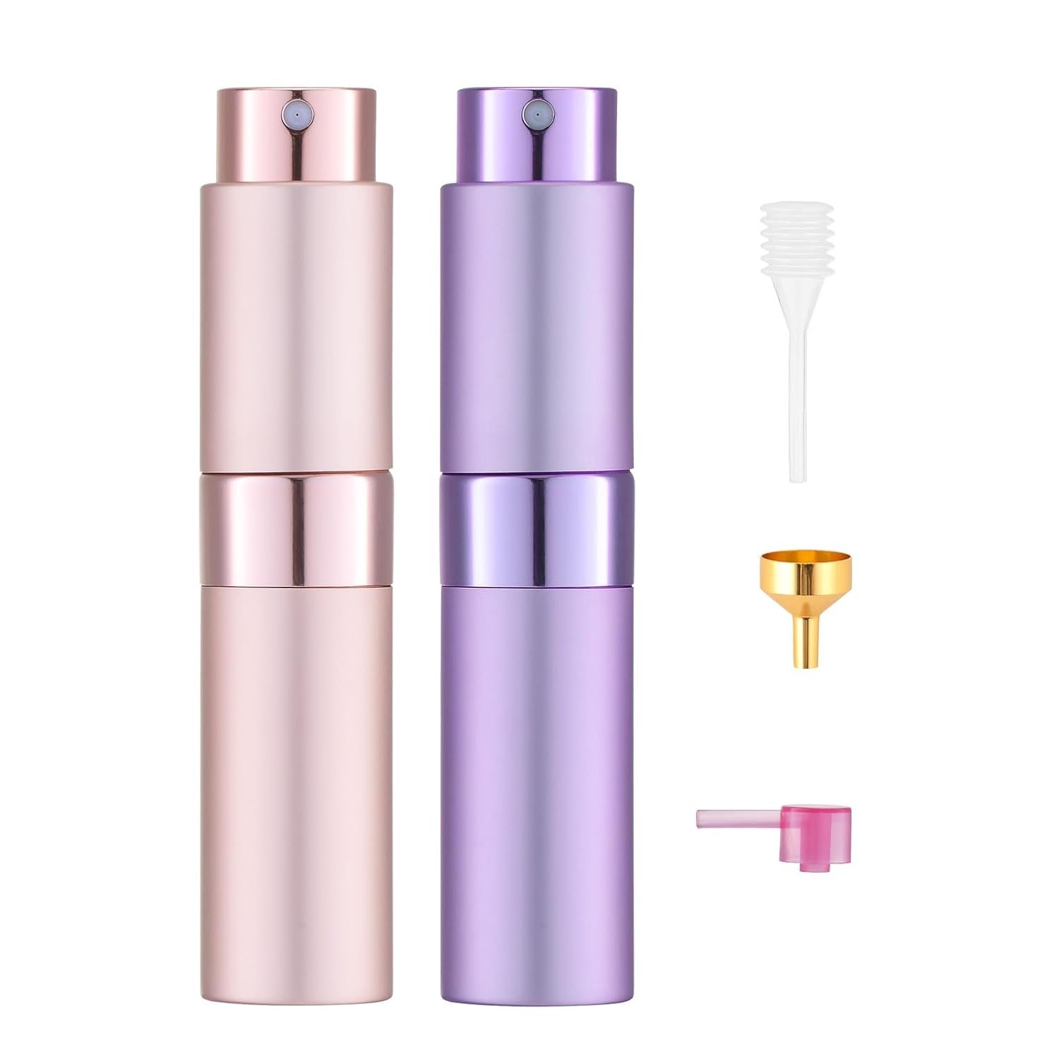 Tekson Travel Perfume Atomizer Refillable, 8ml Spray Bottle, Pink & Purple