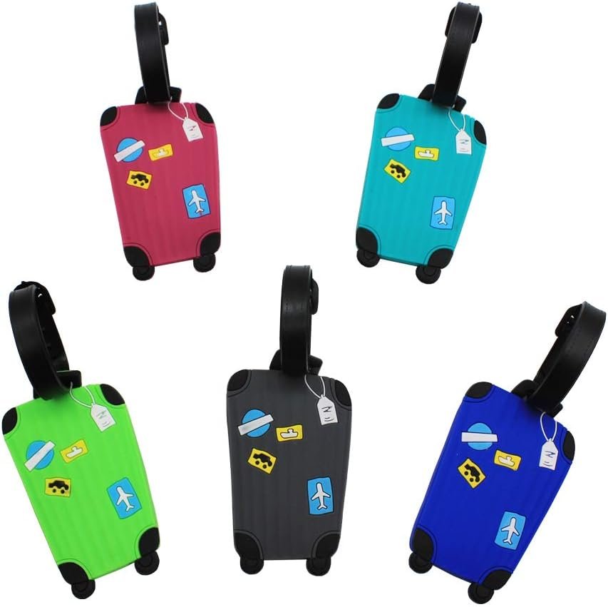 Mziart Cute Luggage Tags Unique Funny Bag Tags Cartoon Baggage Suitcase Labels Travel Identifiers Name Tags (Set of 5)