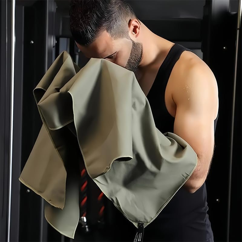 Quick Dry Towel(24In × 48In), Microfiber Camping Towel with Portable Zipper Bag, Absorbent Soft Compact Travel Towels for Yoga Swimming Gym Beach Bath Backpacking Hiking, Green
