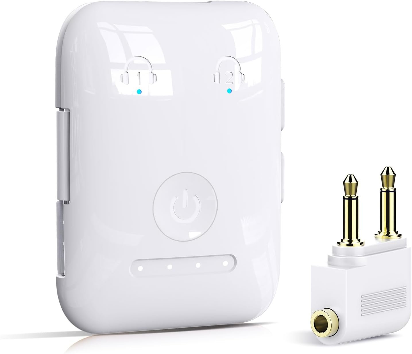 Premium Bluetooth 5.4 Airplane Audio Adapter, 30Hrs Playtime, aptX Adaptive & HD Audio Transmitter for AirPods/Bose, Supports 2 Headphones for Travel Flight & TV