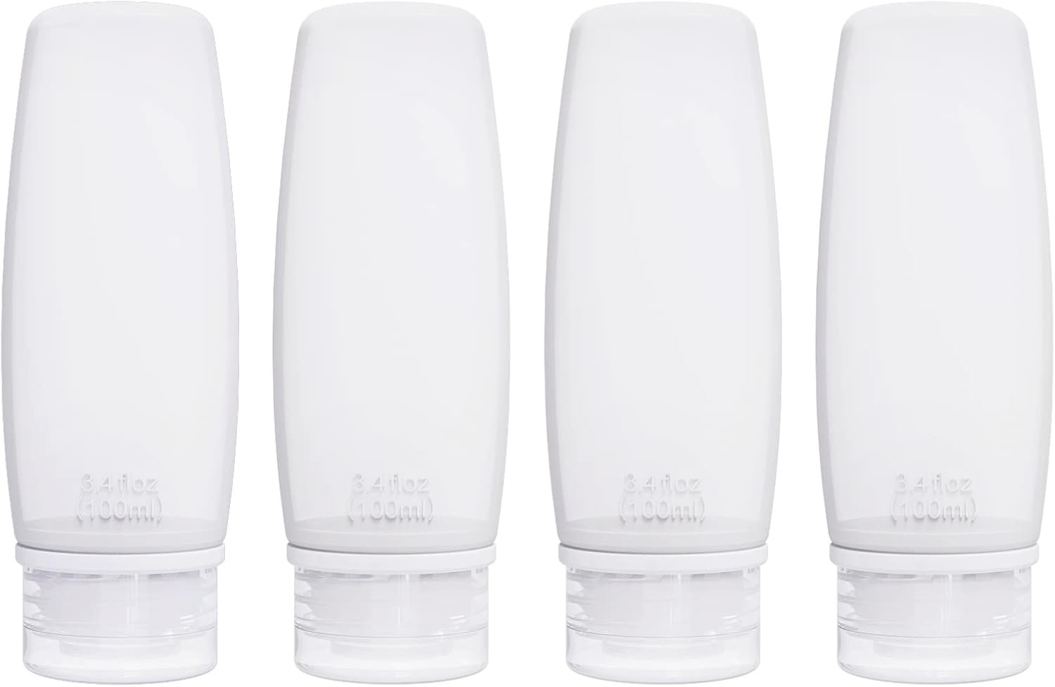 Silicone Travel Bottles for Toiletries TSA Approved Travel Size Containers Set 4 Pack Portable Leak Proof Refillable Cosmetic Squeeze Bottles Shampoo Hair Conditioner Body Lotion Bath Shower Gel