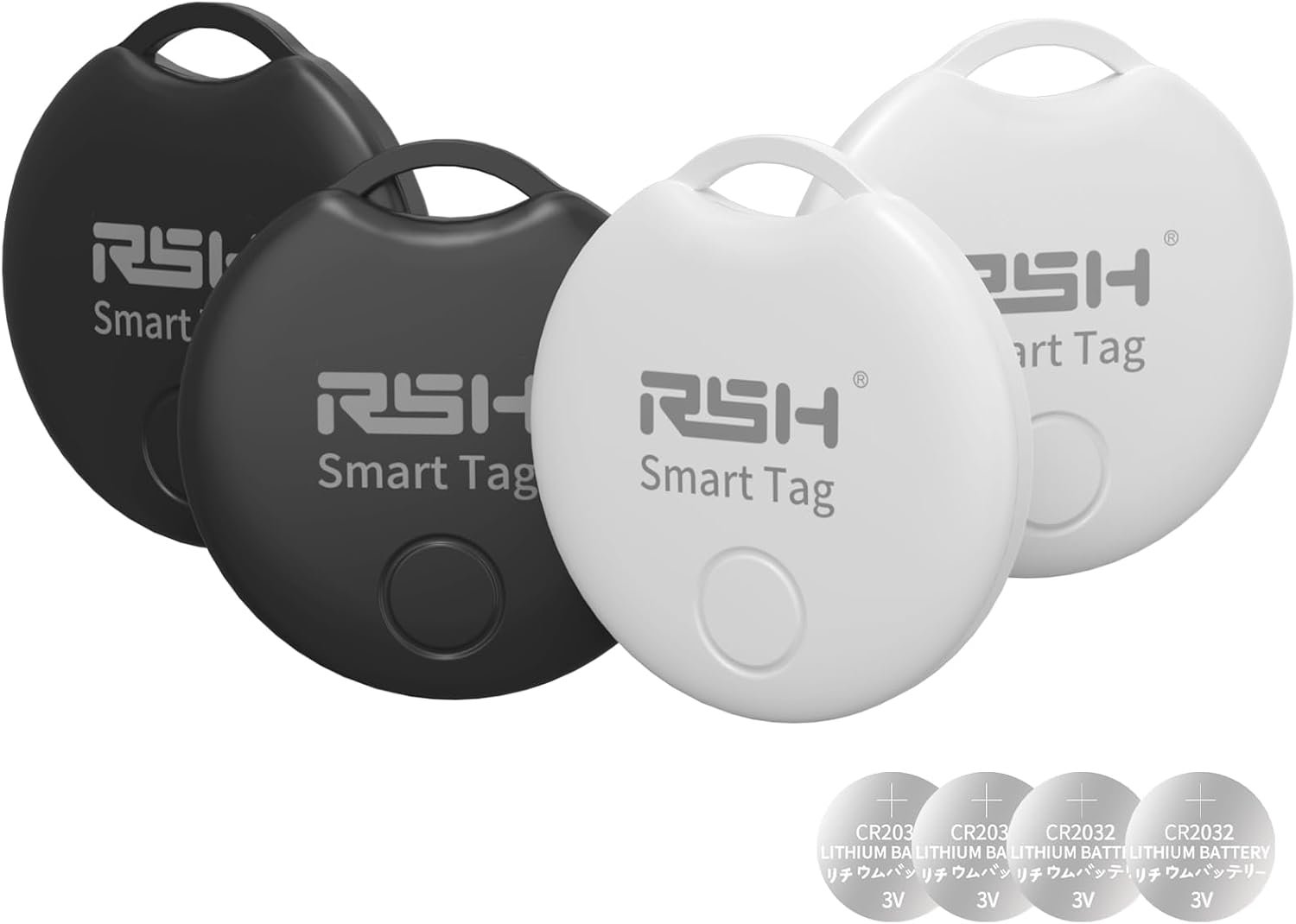RSH Air Tracker Tag 4 Pack Luggage Tracker Smart Tag Works with Apple Find My, Bluetooth Key Finder Locator for Bags,Wallet Tracker,Item Finder Tag Locate or Tracking for Keys(iOS only)