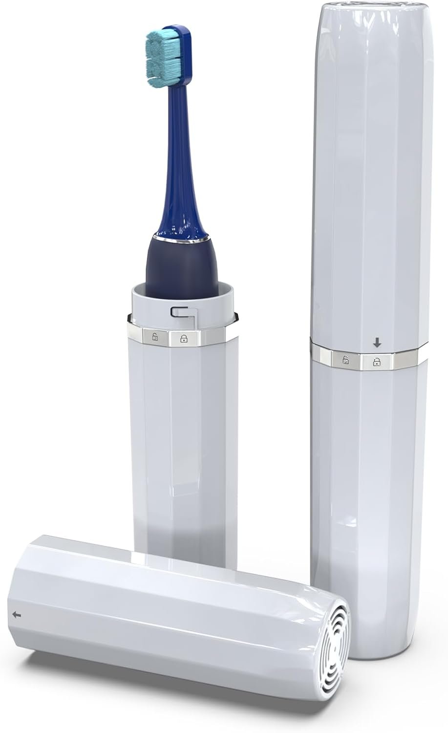 Large Electric Toothbrush Travel Case, Vented Lock Design (White)