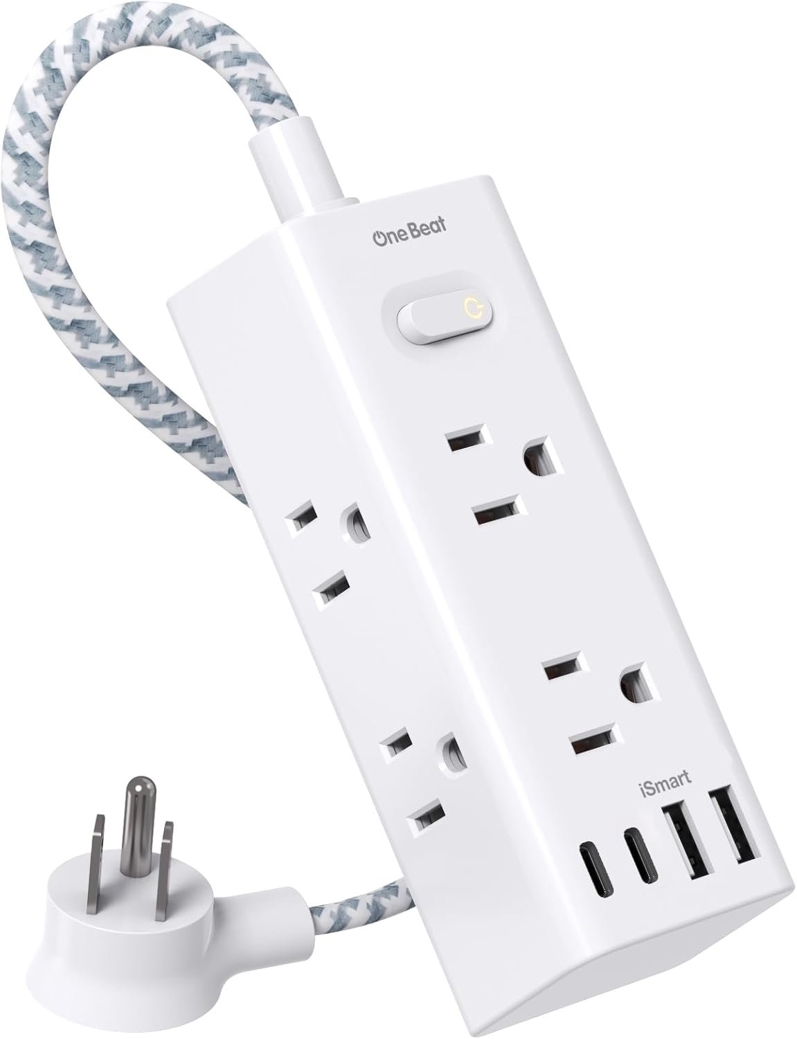 One Beat Power Strip Surge Protector, 1Ft Short Extension Cord Flat Plug
