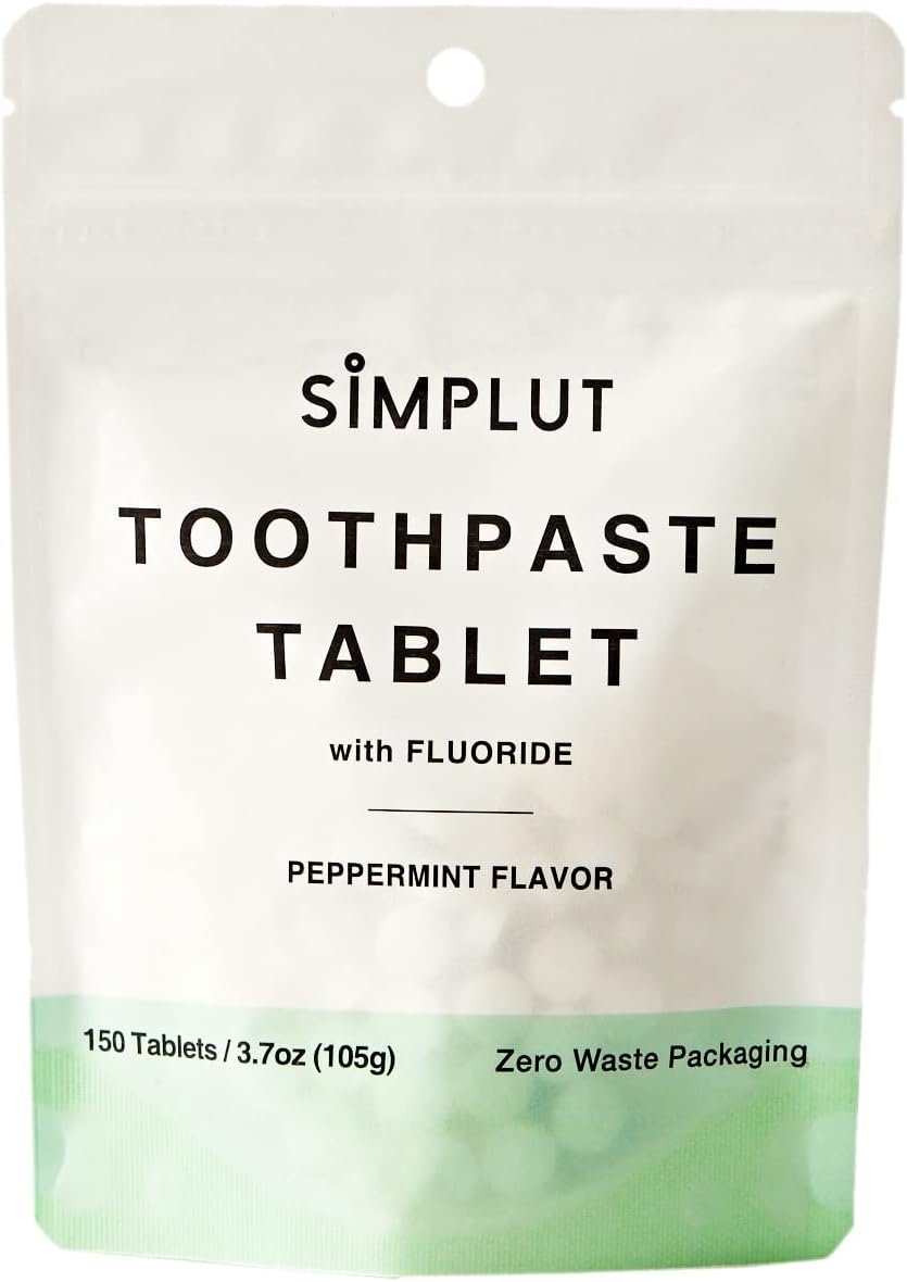 Chewable Toothpaste Tablets with Fluoride, 150 Pack – Travel Sized Oral Care, Eco Friendly Vegan Dental Tabs for Brushing – All Natural, SLS Free Ingredients for Adults – Peppermint Flavored