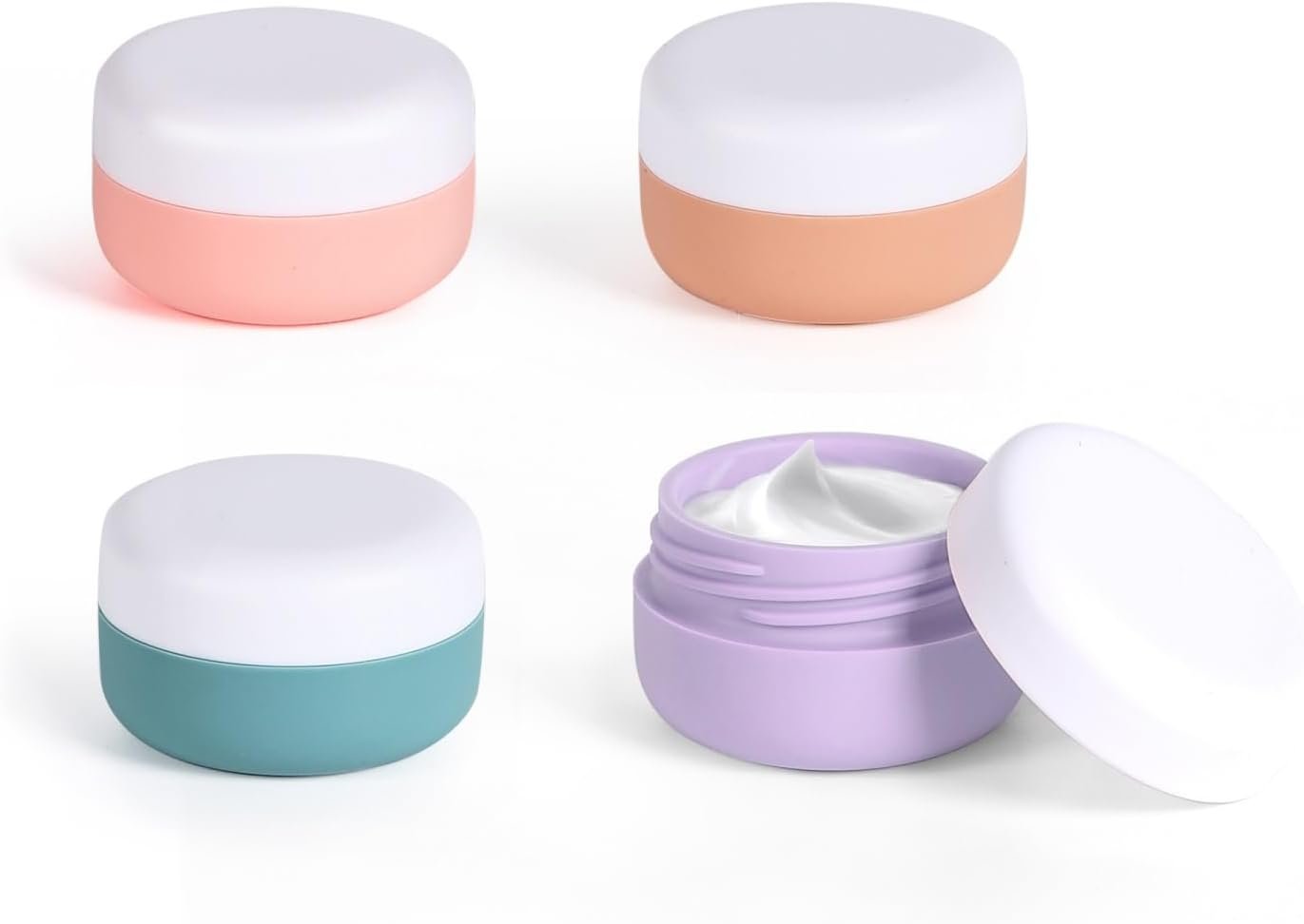 4 Pack Travel Jars,Refillable Leak-Proof 30ml (1fioz) Travel Jars for Creams Lotion, Ointments, Samples, Kitchen Storage,Silicone Cream