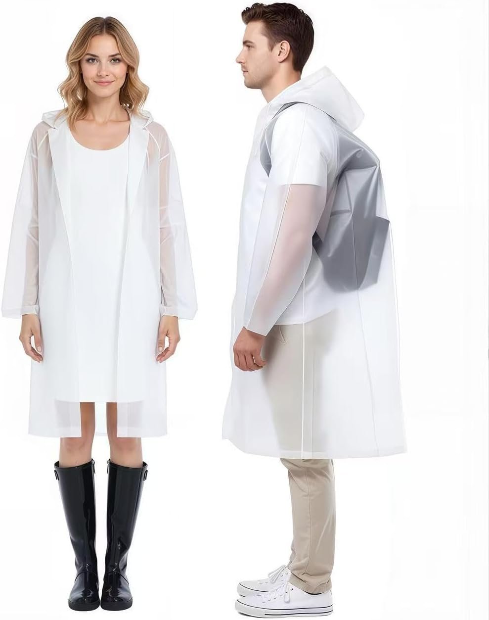 2 Pack Rain Ponchos for Adults Reusable, Waterproof EVA Raincoats