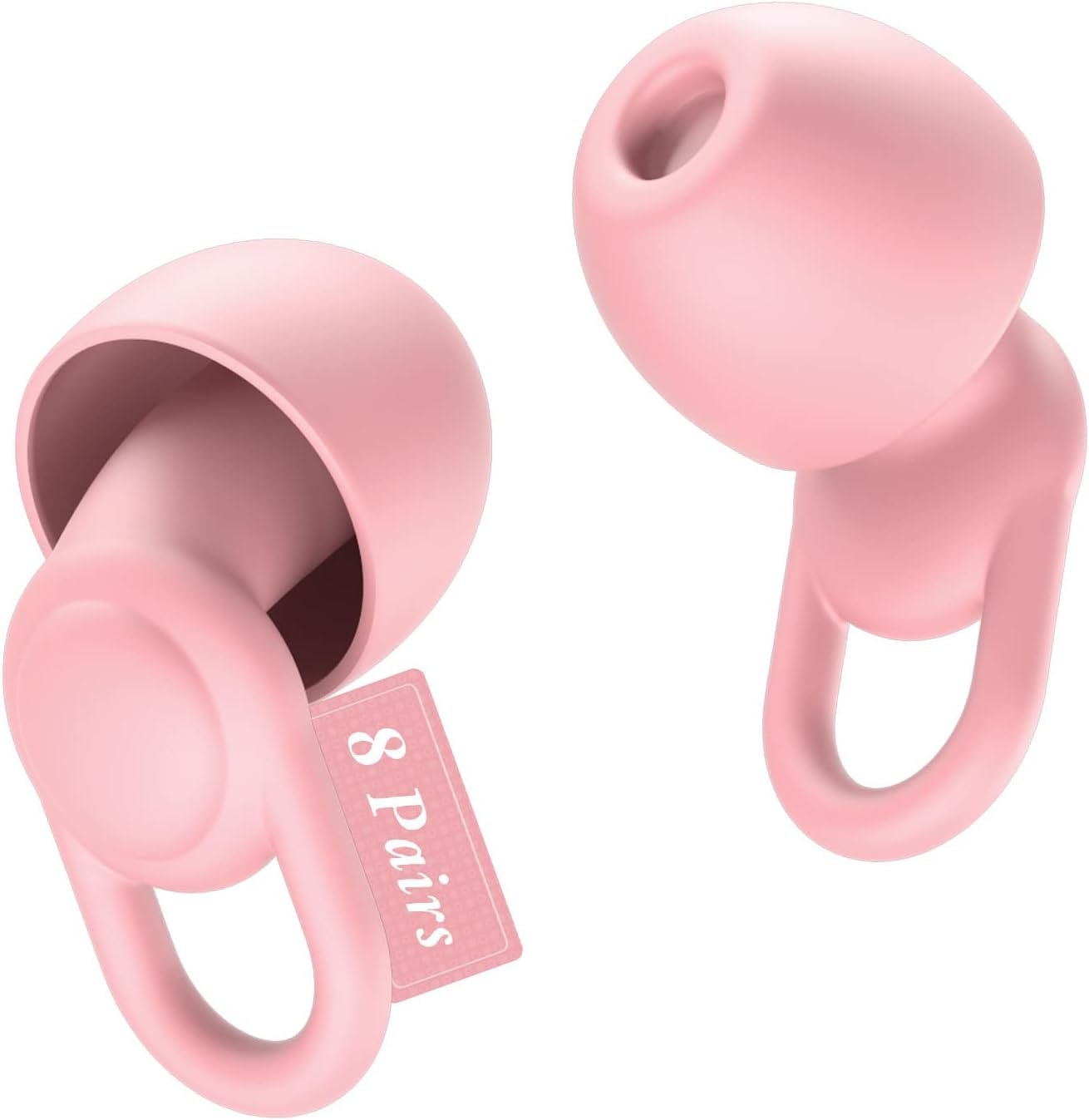 Silicone Reusable Soft Comfortable Earplugs for Sleeping, Flights & Noise Sensitivity – 16 Ear Tips in XS/S/M/L, with 2 Travel Boxes – 33dB Noise Cancelling (Pink)