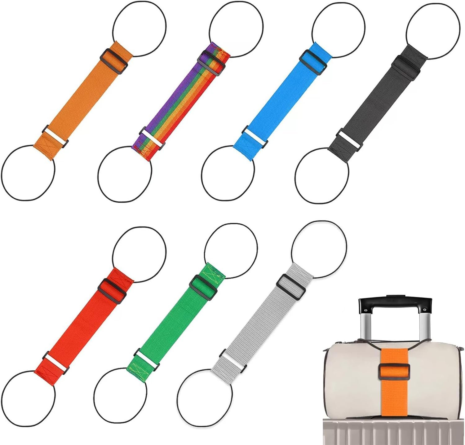 Luggage Straps,Elastic Travel Straps for Securing Luggage, Suitcase & Bag Organizer, Adjustable Hold-Down Straps for Travel Accessories, Carry-On, Checked Bags, Ideal for Travelers (7PCS)