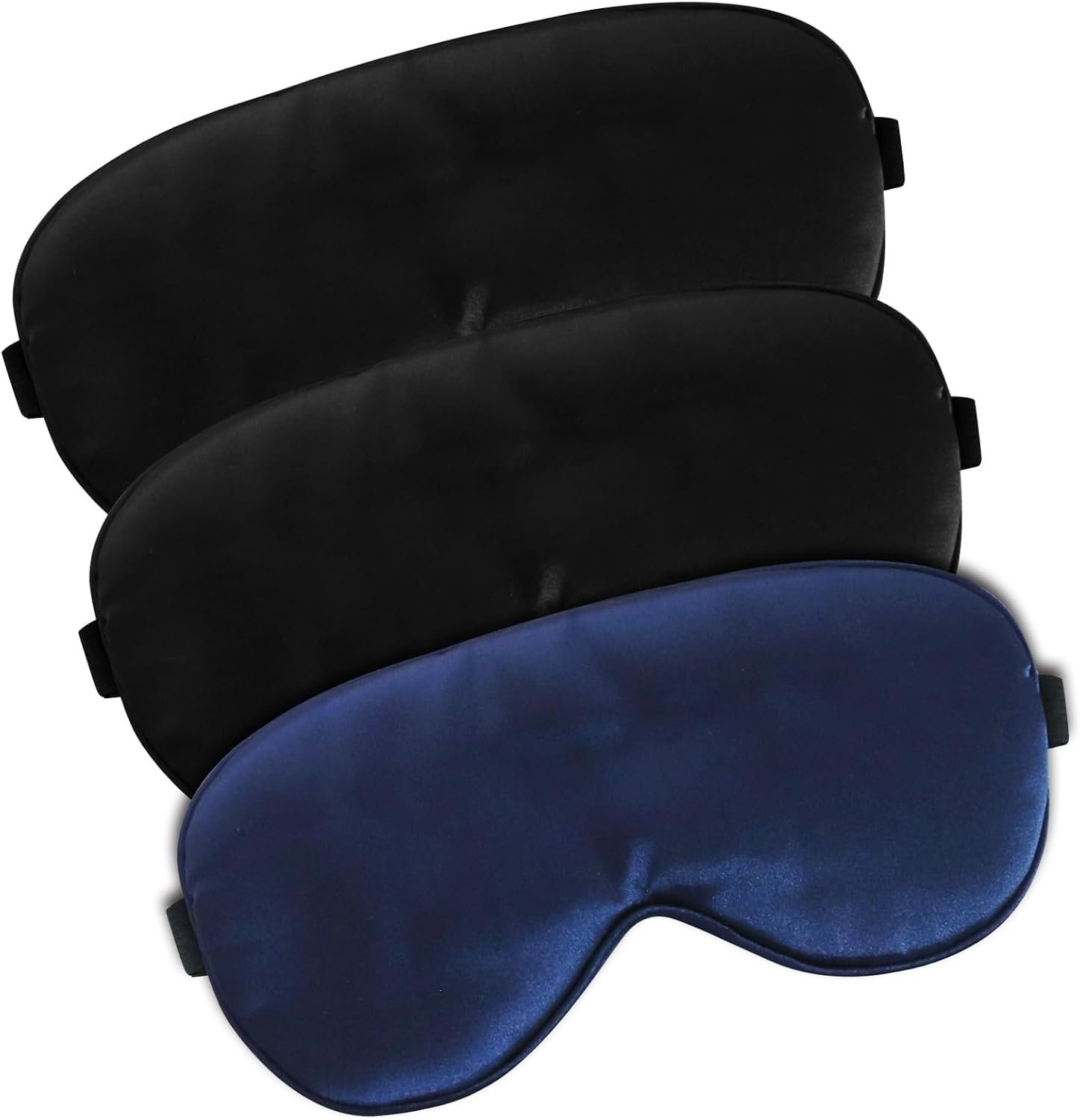Mulberry Silk Sleep Mask for Women Men, 3‑Pack Eye Mask for Sleeping, Soft Natural Silk Blindfold with Adjustable Strap, Light Blocking Sleep Eye Cover for Travel Nap Night Shift