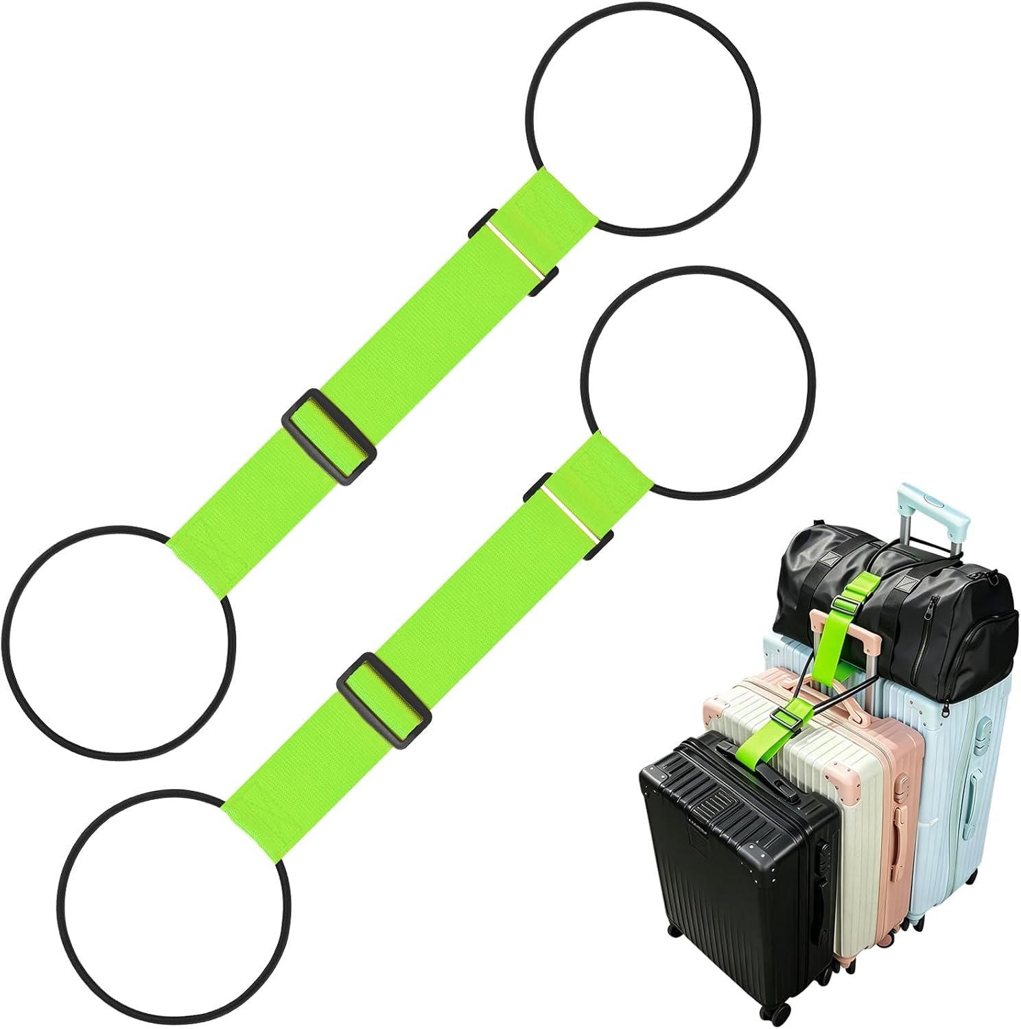 Adjustable Luggage Connector Straps for Suitcases, Add a Bag Elastic Belt