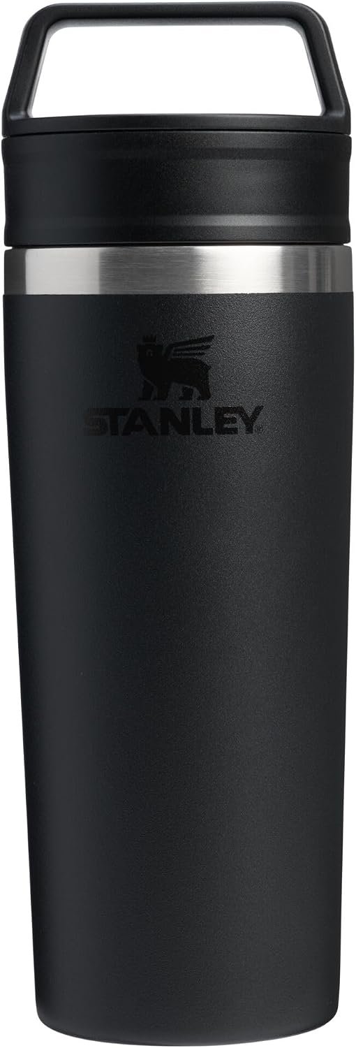 STANLEY Cafe To Go Travel Mug 16 oz | Leakproof Two-Part Drink Through Lid | Tumbler Cup for Coffee, Tea and Drinks | Insulated Stainless Steel Coffee Mug | BPA-Free | Black 2.0