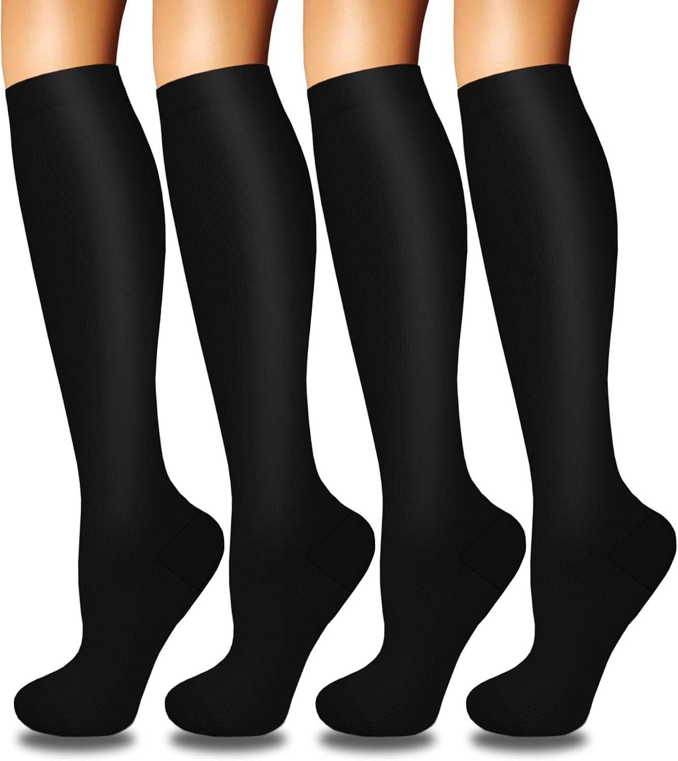 4 Pairs Compression Socks for Women Circulation-Best Support for Nurses,Running,Athletic,Travel