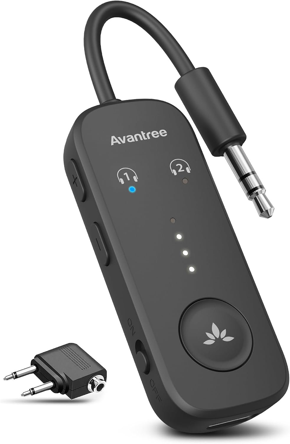 Avantree Relay – Airplane Bluetooth Adapter for 2 AirPods or Headphones