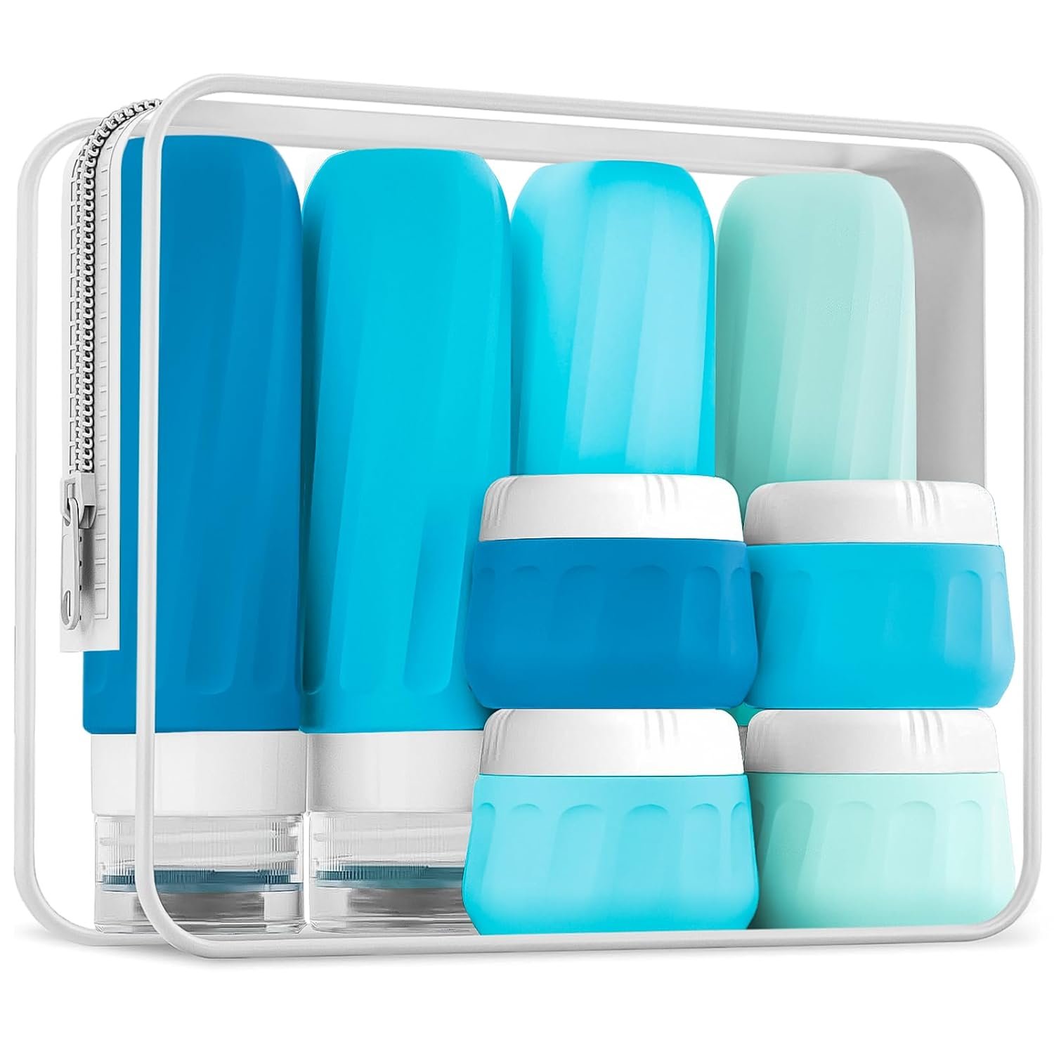 Mrsdry Travel Bottles for Toiletries, 10 Pack, TSA Approved, 3oz/90ml Silicone, Leak Proof, Wide Mouth, Reusable, Travel, Vacation, Plane Trip, Camp