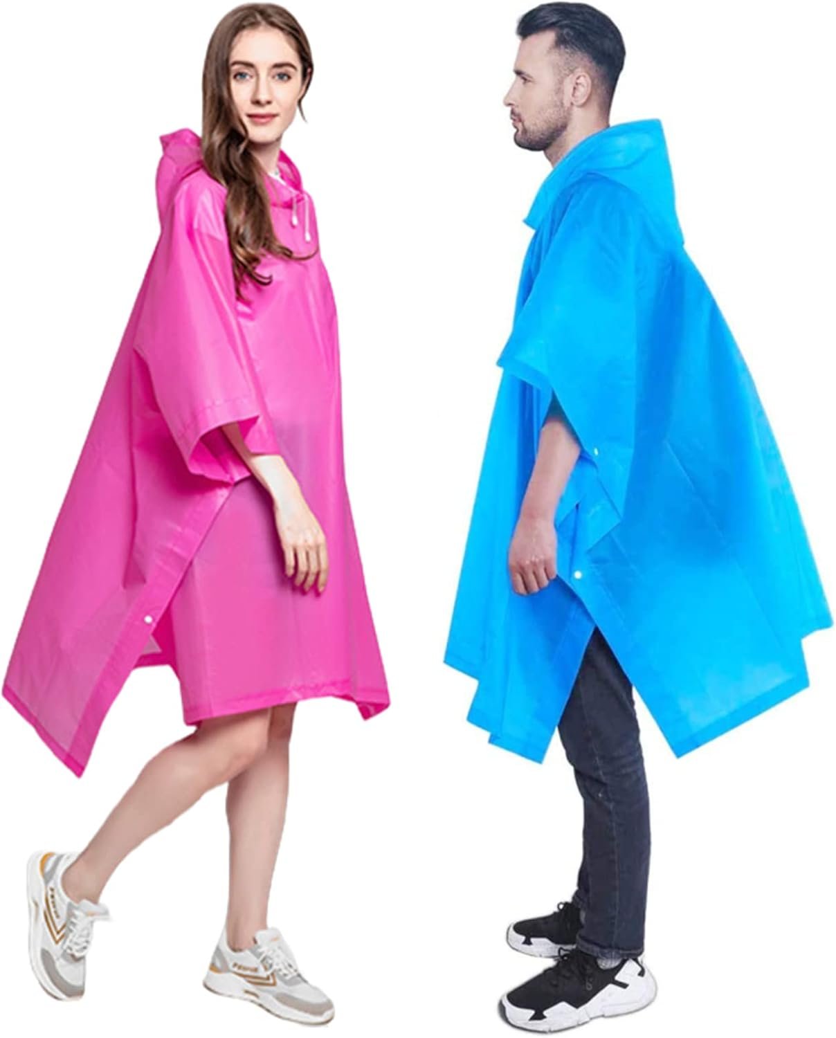 Rain Poncho Raincoats for Adults Reusable – 2-5 Pack EVA Waterproof Rain Coat with Hood, Rain Gear for Women Men