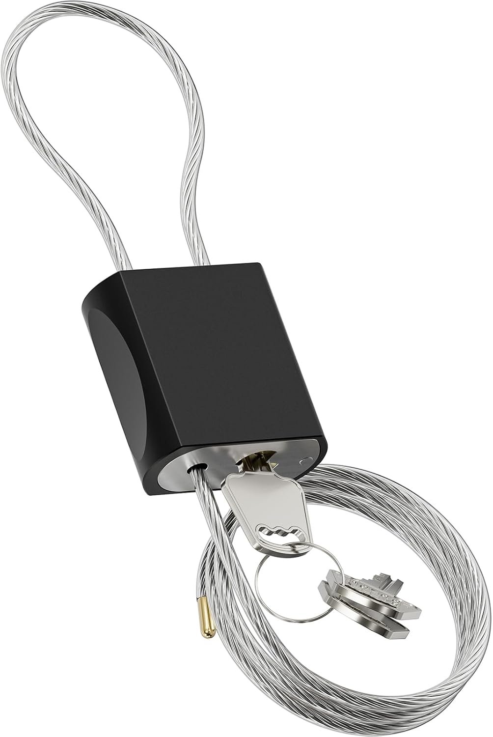 Cable Padlock Free Adjustable Lock 3 Keys, 3.28ft/1m Black