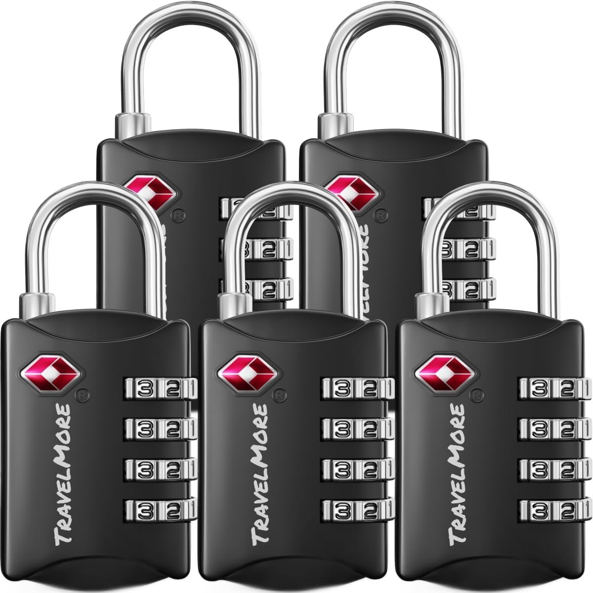 TravelMore Luggage Locks TSA Approved, 4-Digit Travel Combination Locks
