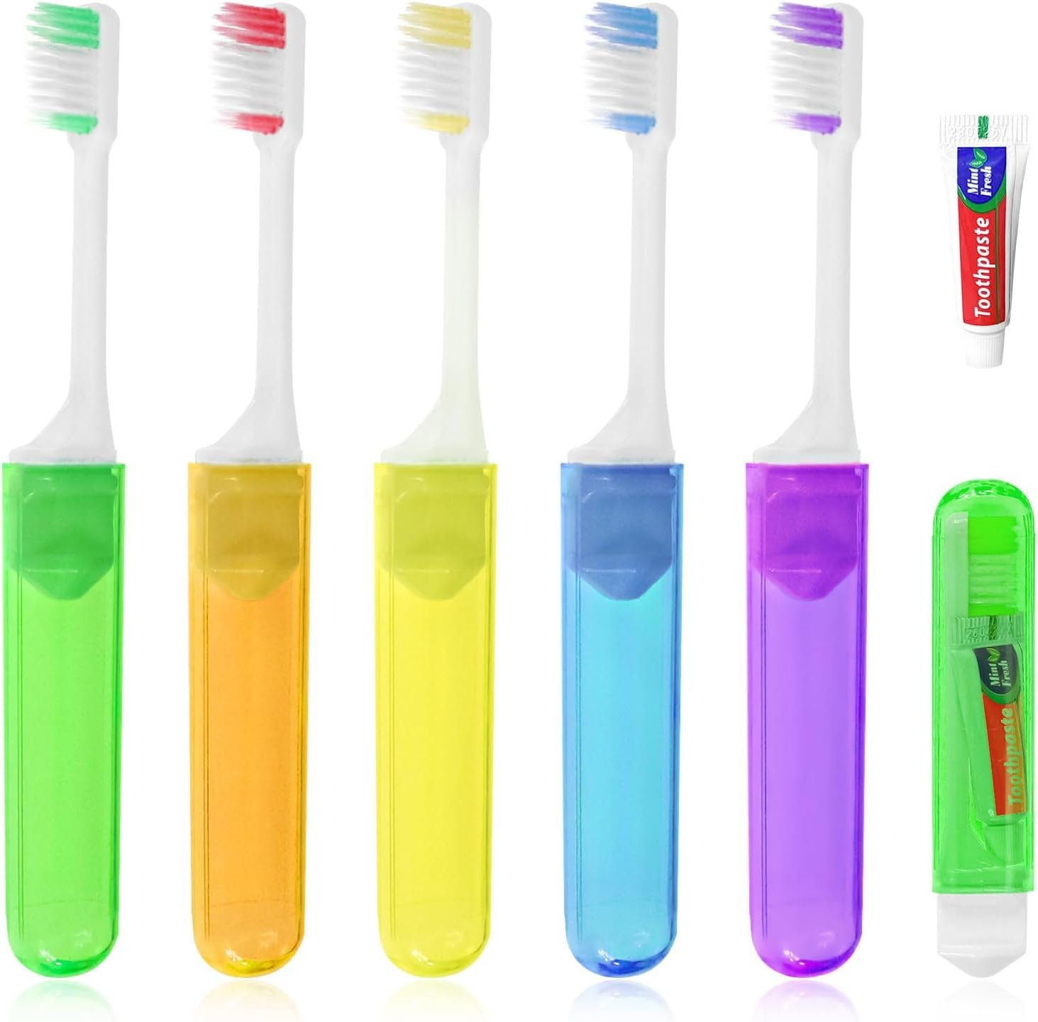 Travel Toothbrush, Toothbrush and Toothpaste Travel Set (5-Pack)