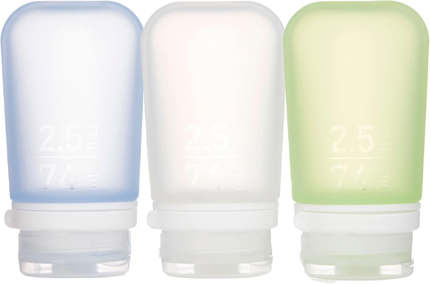 humangear GoToob+ 3-Pack, Medium (2.5 fl oz), Clear/Green/Blue