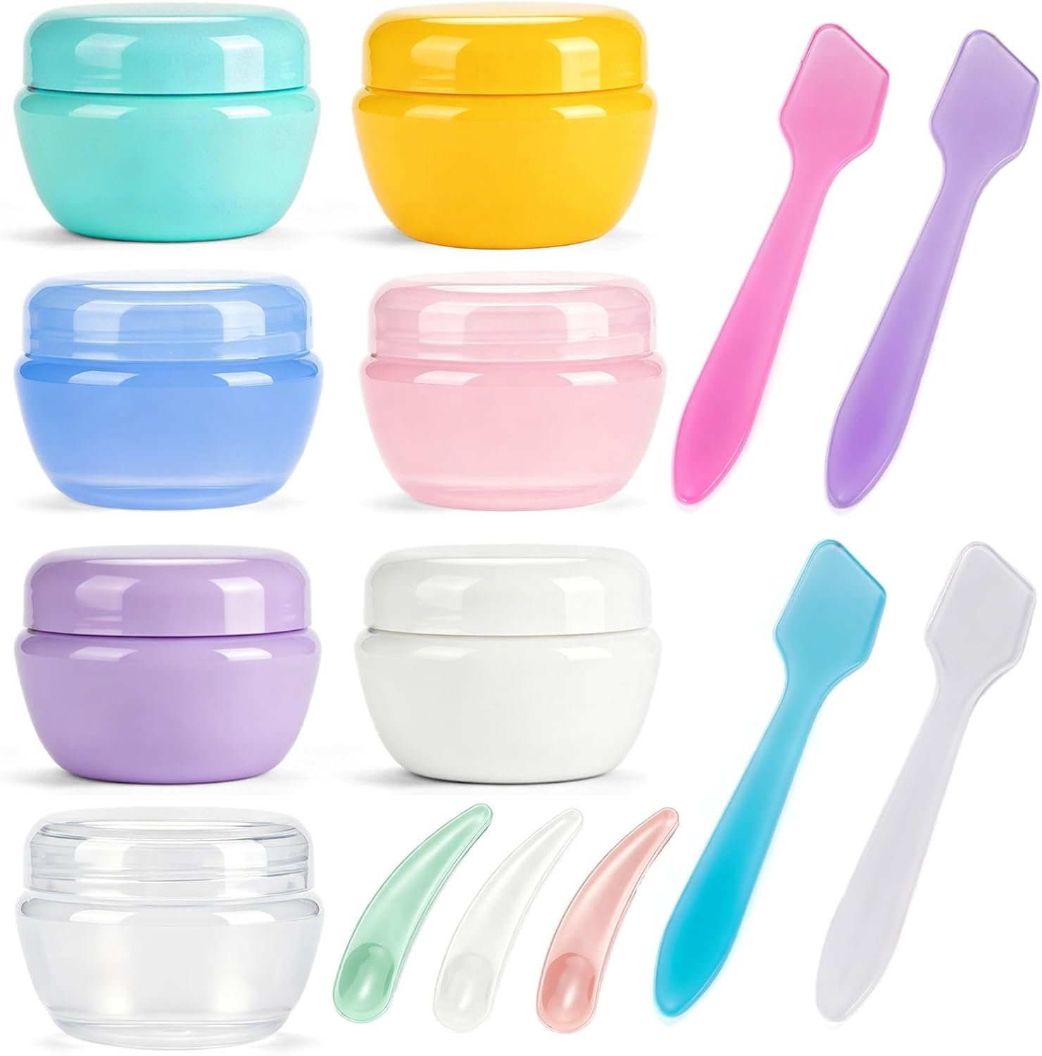 7 Pcs 20ml Small Travel Containers, Convenient Travel Size Containers for Toiletries, Creams, Lotion, Essential Compact Size for Traveling (Includes 7 Spoons)