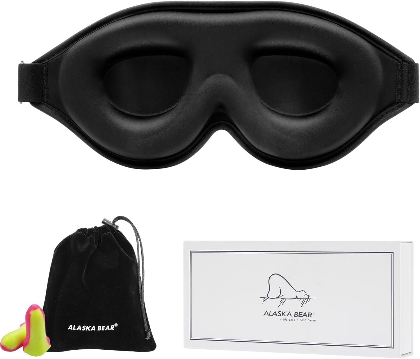 ALASKA BEAR Sleep Mask with Deep Contoured Eye Cups, Machine Washable