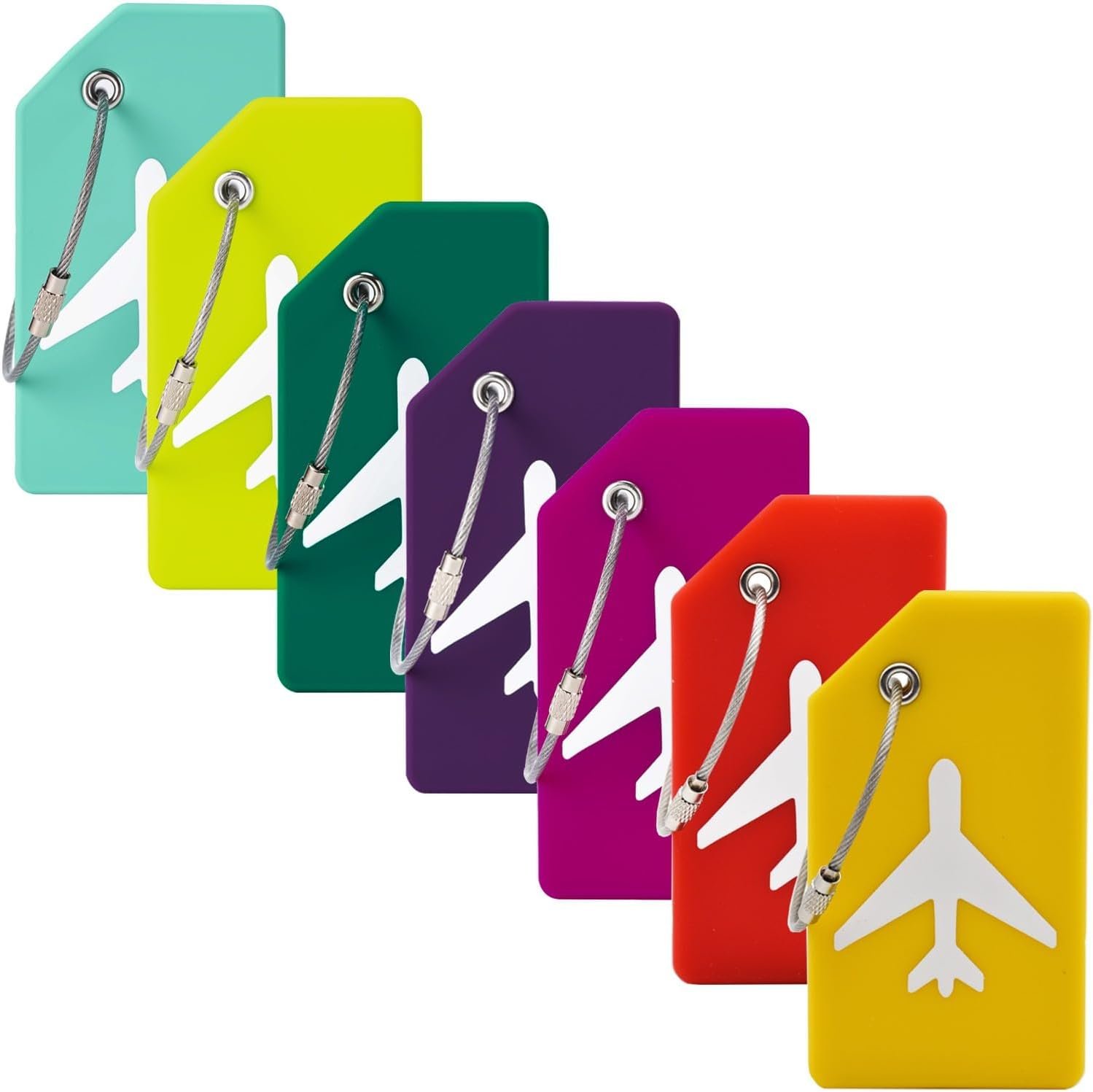 7 Pack Silicone Luggage Tags for Suitcases,TSA Approved Travel Tag,Colorful