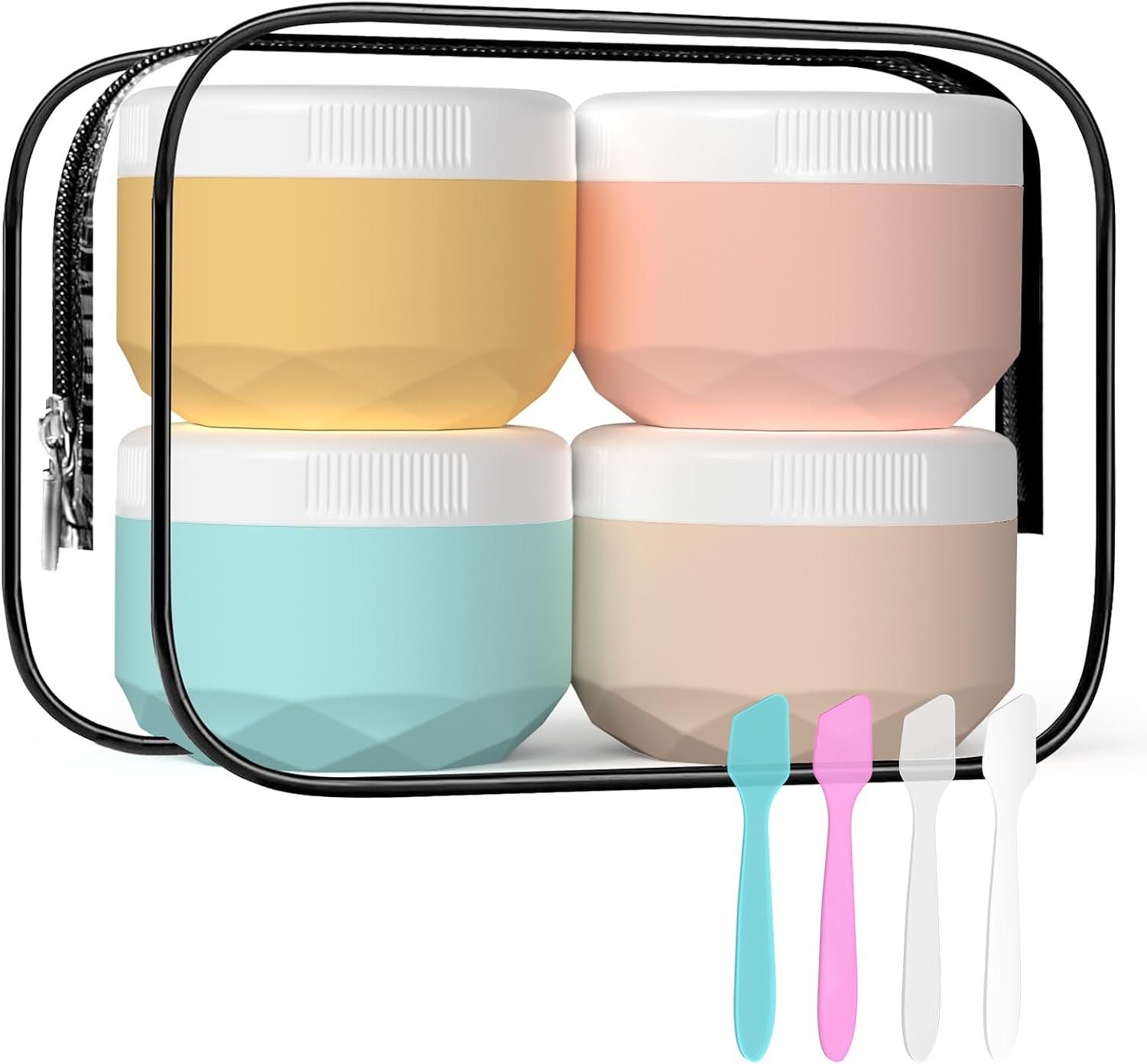 Travel Containers for Toiletries, 4-Pack TSA Approved Silicone Jars (1.7oz)