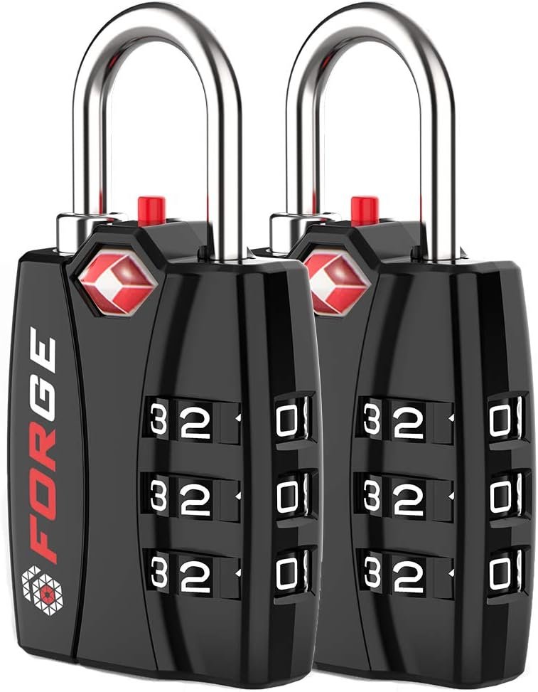 Forge TSA Approved Luggage Locks – Black 2 PK