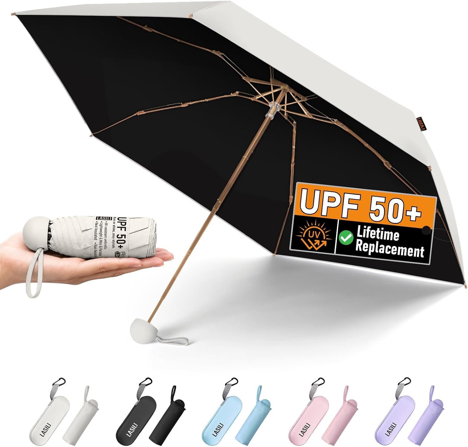 F3 MINI Travel Umbrella with UV Protection, Sun & Rain, 39″ Arc