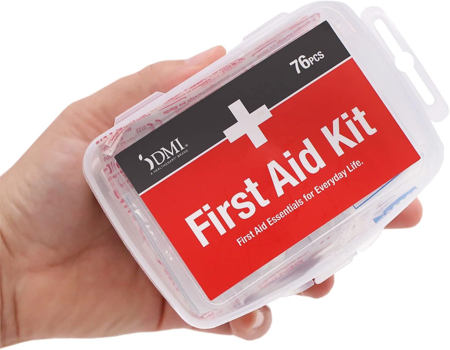 DMI 76-Piece First-Aid Kit, Portable All-Purpose Use for Minor Cuts and Scrapes, Durable Water-Resistant Case, Convenient and Portable for Travel