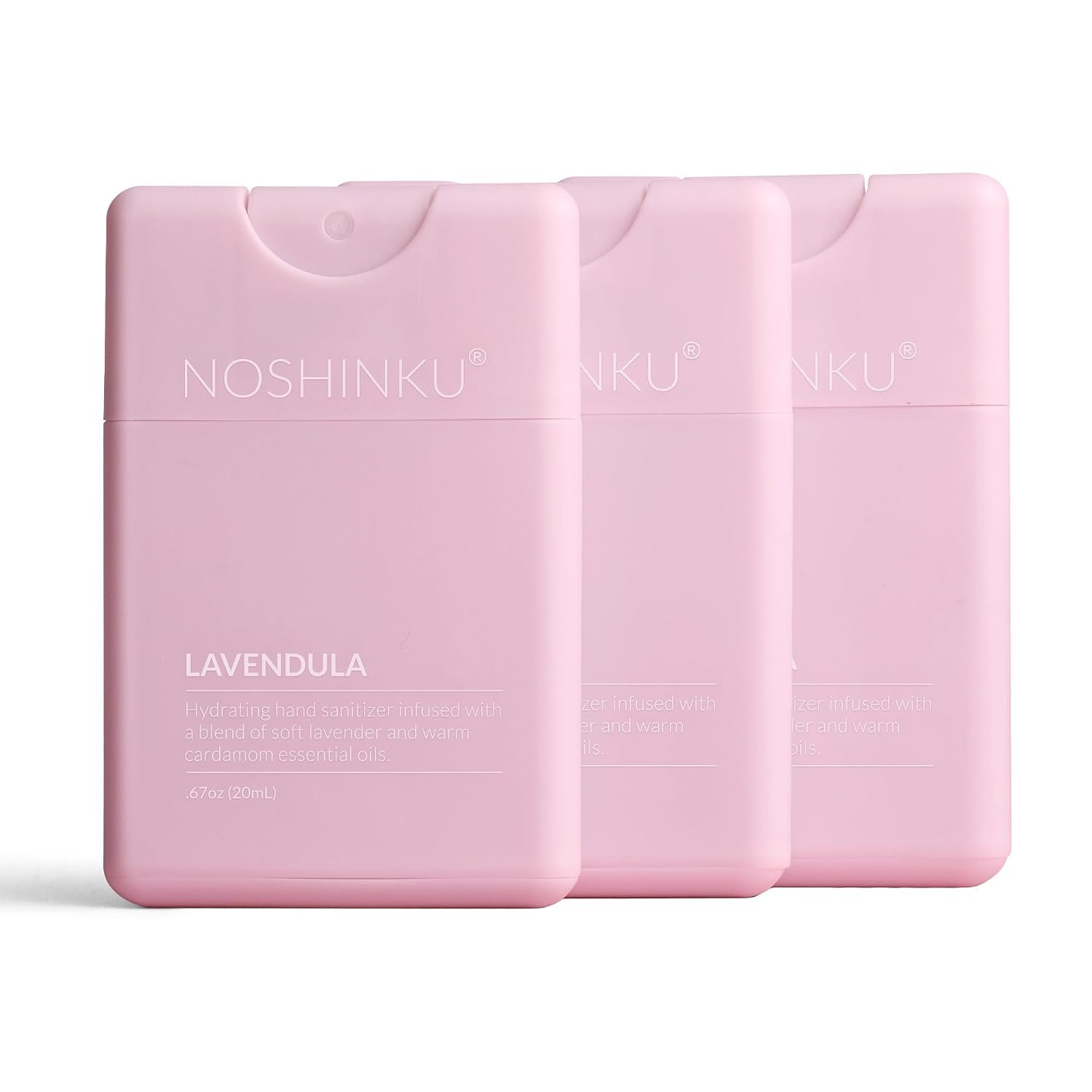 Noshinku – Refillable Hand Sanitizer Lavendula 3-Pack, Travel Size Spray with Hydrating Botanical Oils, Natural Ingredients, All Natural Fragrances, Sugarcane Derived Alcohol, No Parabens, No Dyes