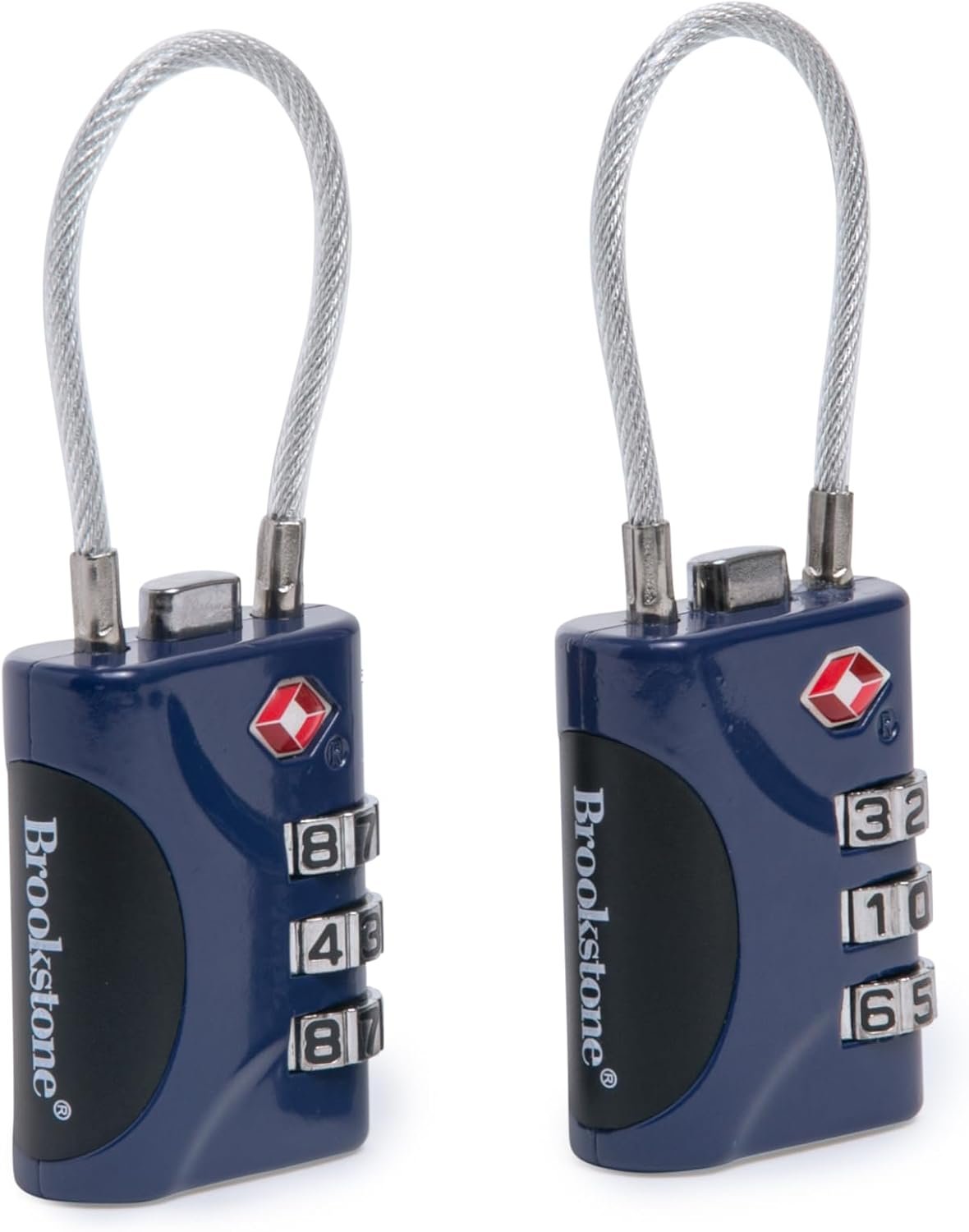 Brookstone Cable Luggage Locks, 2 Pack, TSA Approved, Resettable