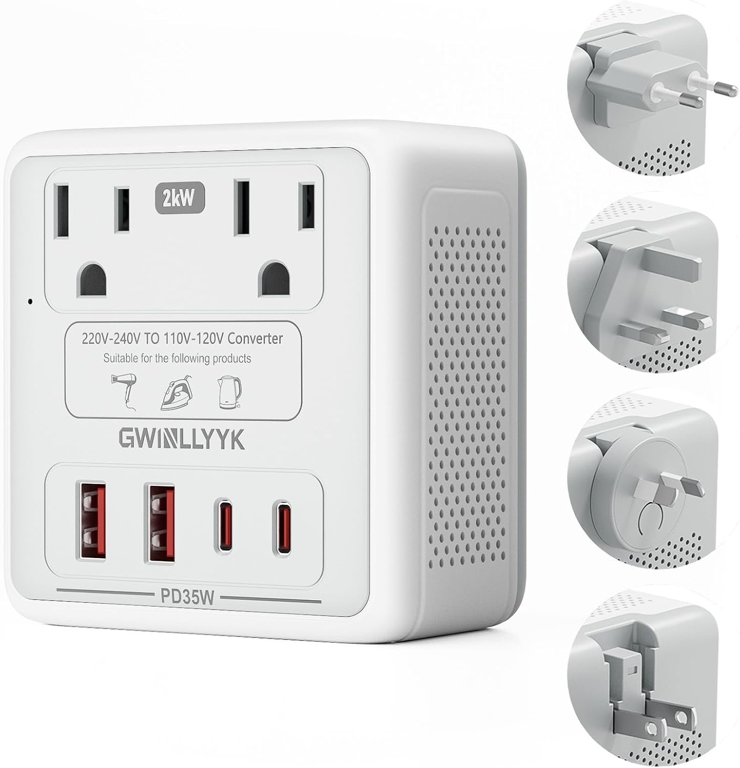 2000W 220V to 110V Voltage Converter, Travel Converter Adapter C G I A