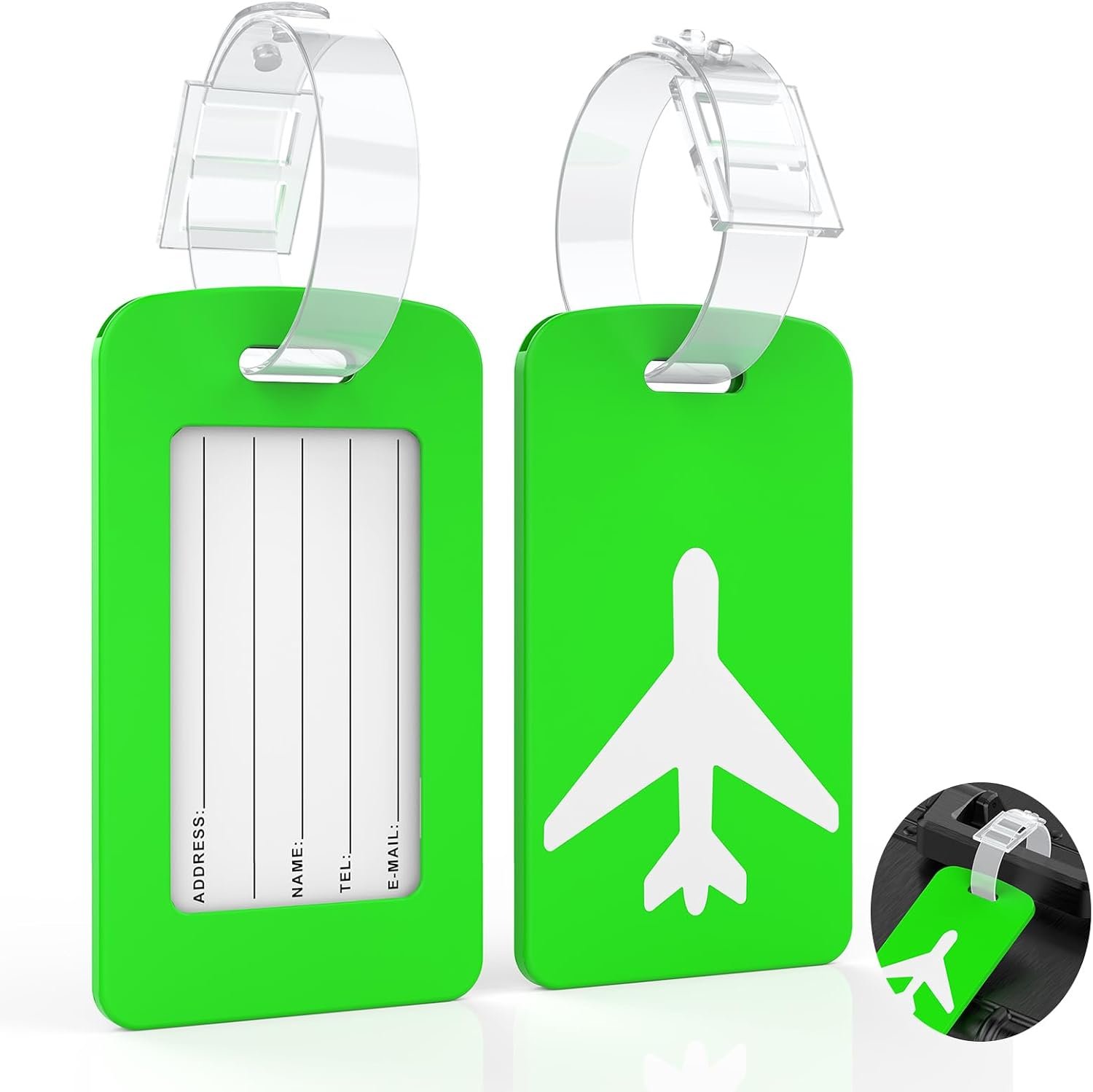 2 Pack Silicone Luggage Tag， Privacy Protection Travel Suitcase Tags