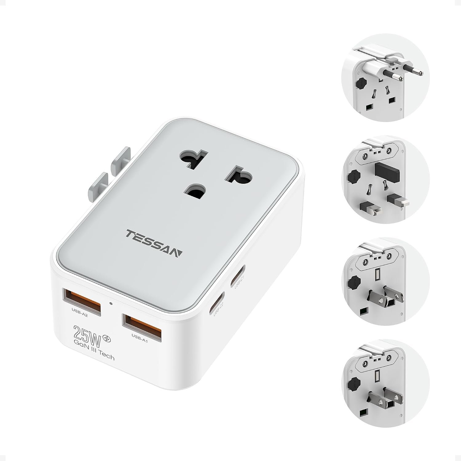 TESSAN Universal Travel Adapter PD 25W, Ultra Thin International adapter