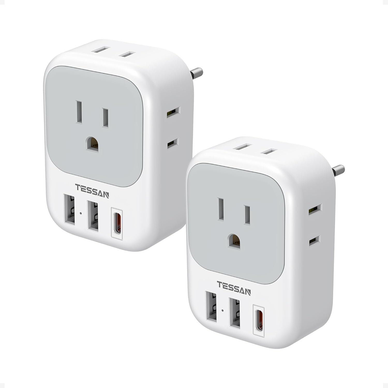 TESSAN European Travel Plug Adapter 2 Pack, Type C Plug