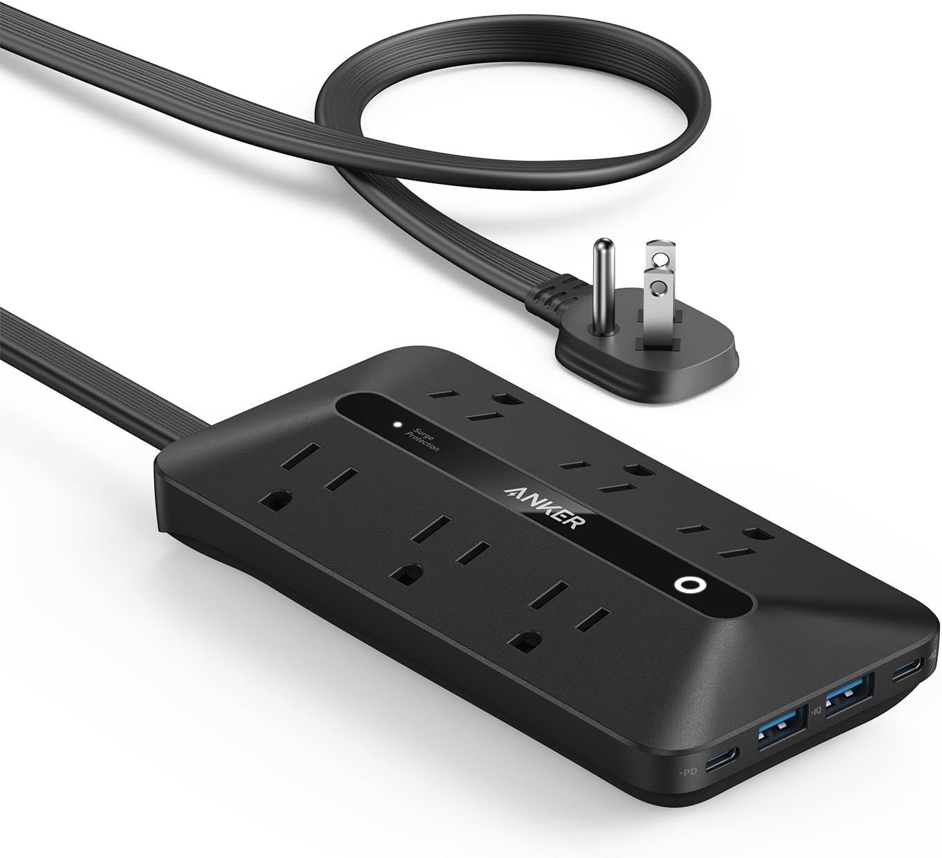 Anker Power Strip with 300J Surge Protector, 5ft Outlet Extender, 20W, 6AC