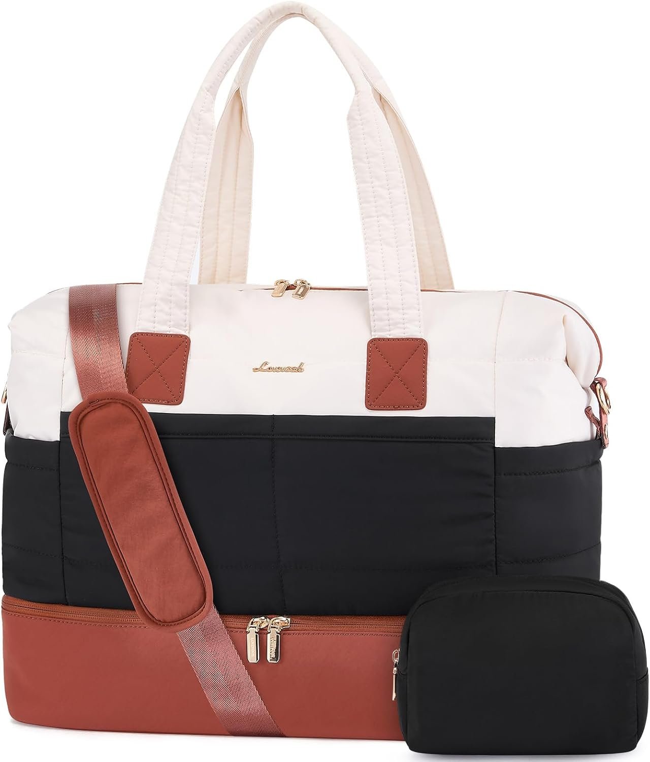 LOVEVOOK Travel Duffle Bag – Puffer Weekender Bags For Women with Shoe Compartment,40L Carry On Overnight Duffel Bags For Airplanes,Hospital Bag for Labor and Delivery,2Pcs