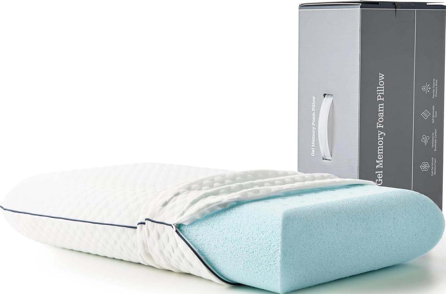 Weekender Cooling Gel Memory Foam Pillow for Sleeping – Standard Size, Ventilated Cooling Pillow for Side & Back Sleepers, Neck & Shoulder Support, Medium Firm, Washable Cover