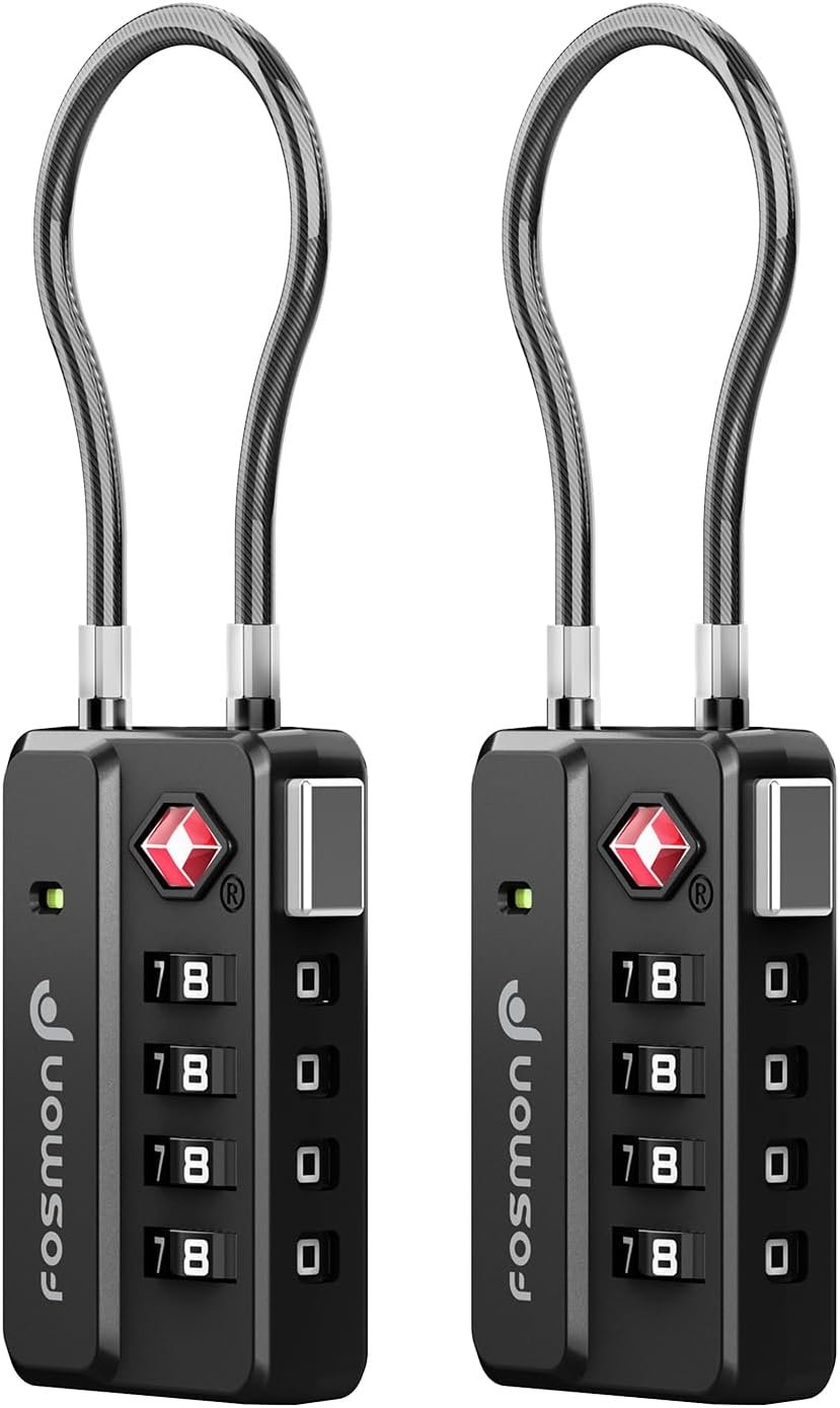 Fosmon TSA Approved Luggage Locks, 4 Digit Combination, 2 Pack Black