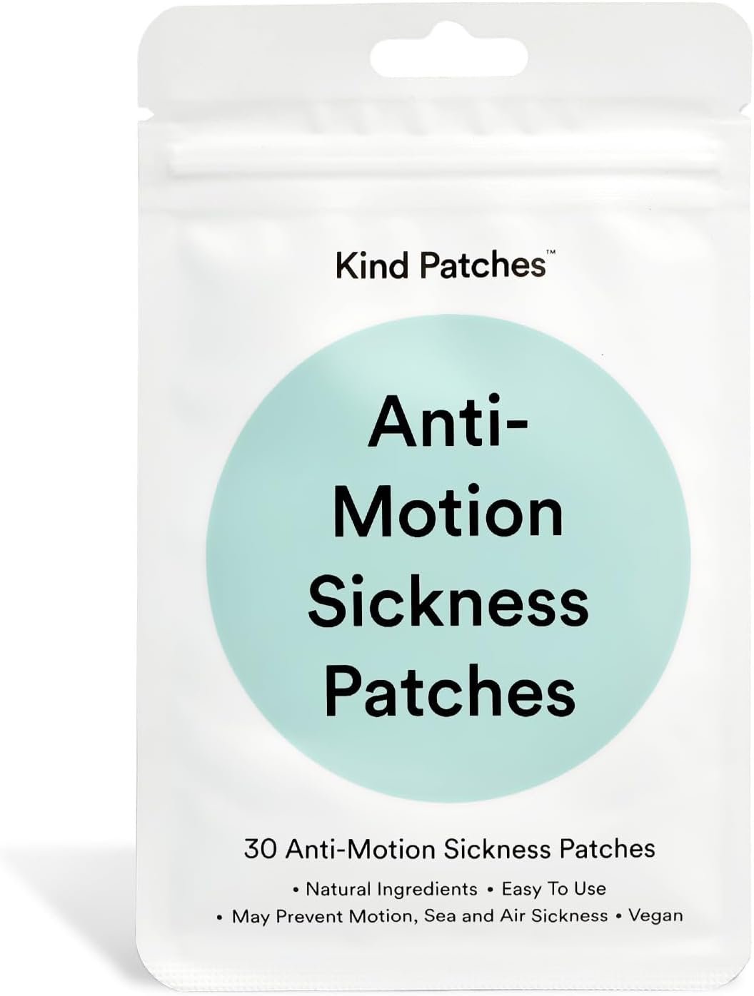 Kind Patches Anti-Motion Sickness Patches – Natural Relief for Motion Sickness – Ginger Root, Mint and Tangerine Peel – Easy Pre-Travel Use – 30 Count