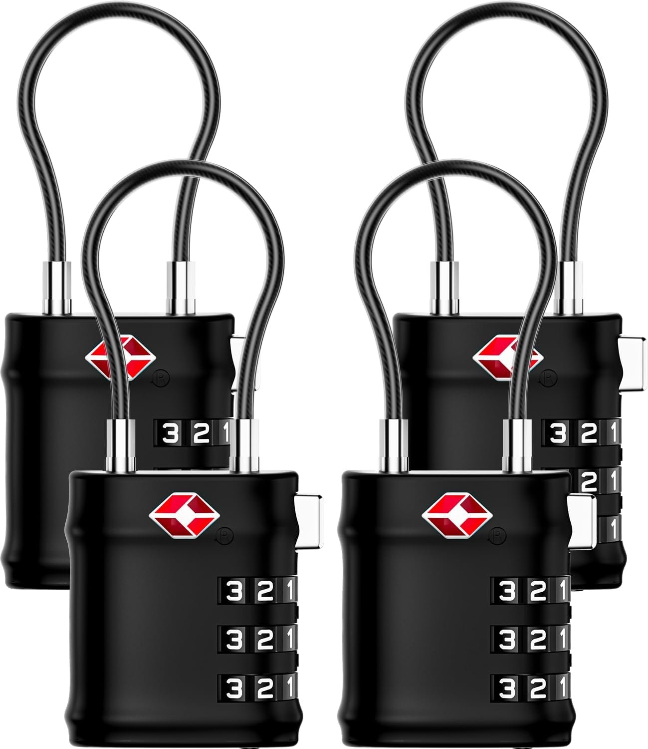 LUGGEX TSA Locks for Luggage, Luggage Locks TSA Approved,Charcoal Black, 4
