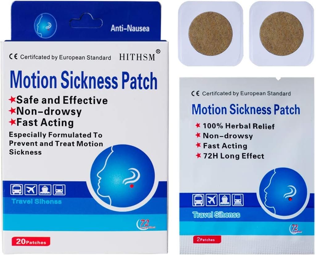 20 Count – Motion Sickness Nausea Relief Patch, Natural Herbal Cruisefor Car/Sea/Air Travel Sickness