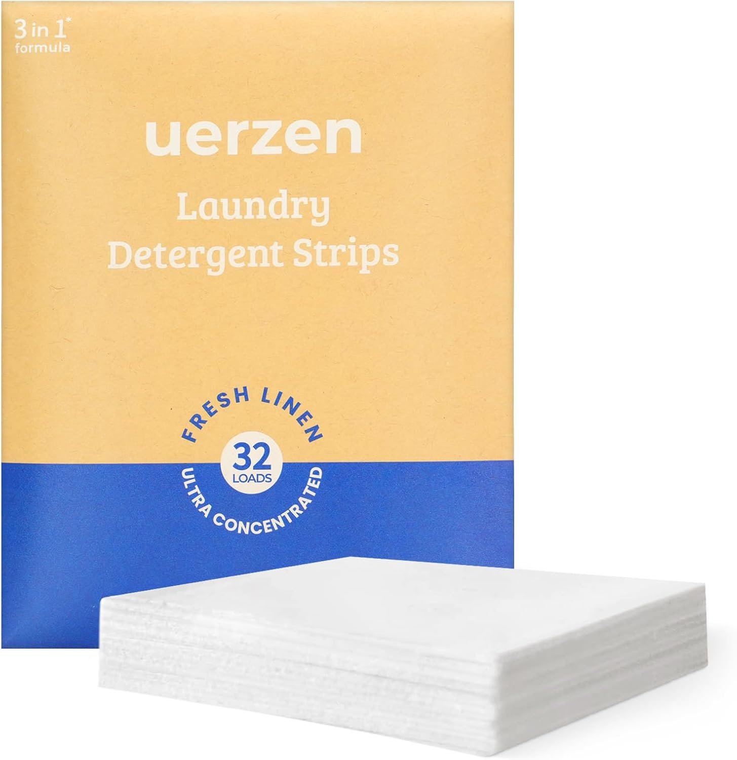 Travel Size Ultra Concentrated Laundry Detergent Sheets Fresh Linen Scent, 32 Loads Eco Liquidless Soap Strips, for Hand Wash & All Washing Machines, Hypoallergenic