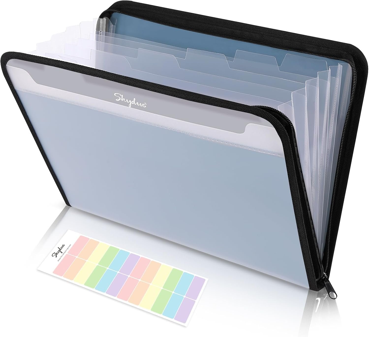 Document Organizer, Accordion Folder with Front Pocket, 7 Pocket Expanding File Folder, Letter Size, Important Document Folder with Double Zipper, School Office Supplies (Blue, 1 Pack)