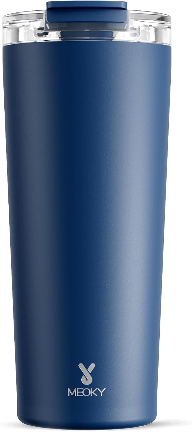 Meoky 24 oz Insulated Travel Coffee Mug: Leak Proof Lid, Sea