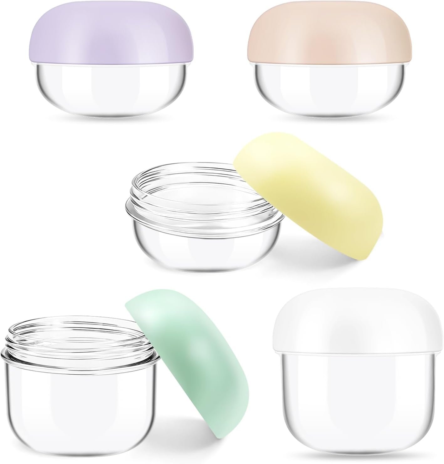 MUIIGOOD 5Pcs 20ml 10ml Small Leak Proof Mini Travel Jars, Travel Containers for Creams with Lids and Labels, Travel Bottles Lip Balm Cosmetic for Jewelry Case Toiletries Moisturizer Plastic Jar