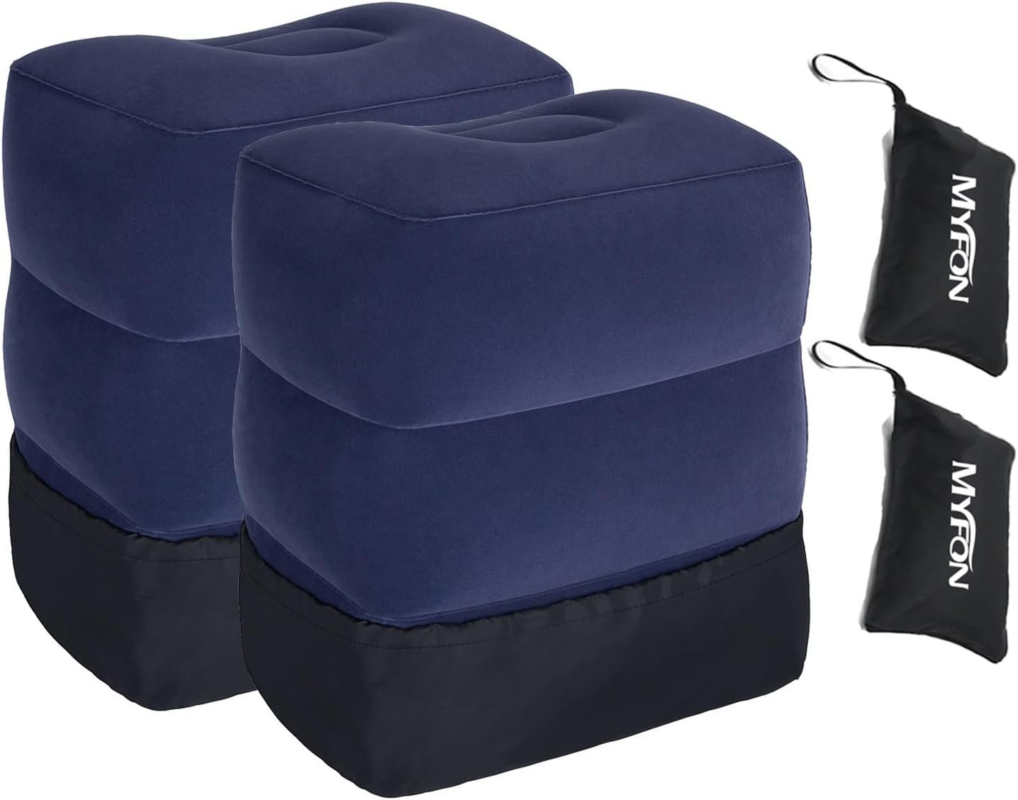 Inflatable Travel Foot Rest Pillow, Adjustable Height Leg Rest Pillow for Cars, Home, Office, Trains, Airplane, Make a Flat Bed for Baby, Kids, Toddlers, with 2in1 Storage Bag (Blue-2)